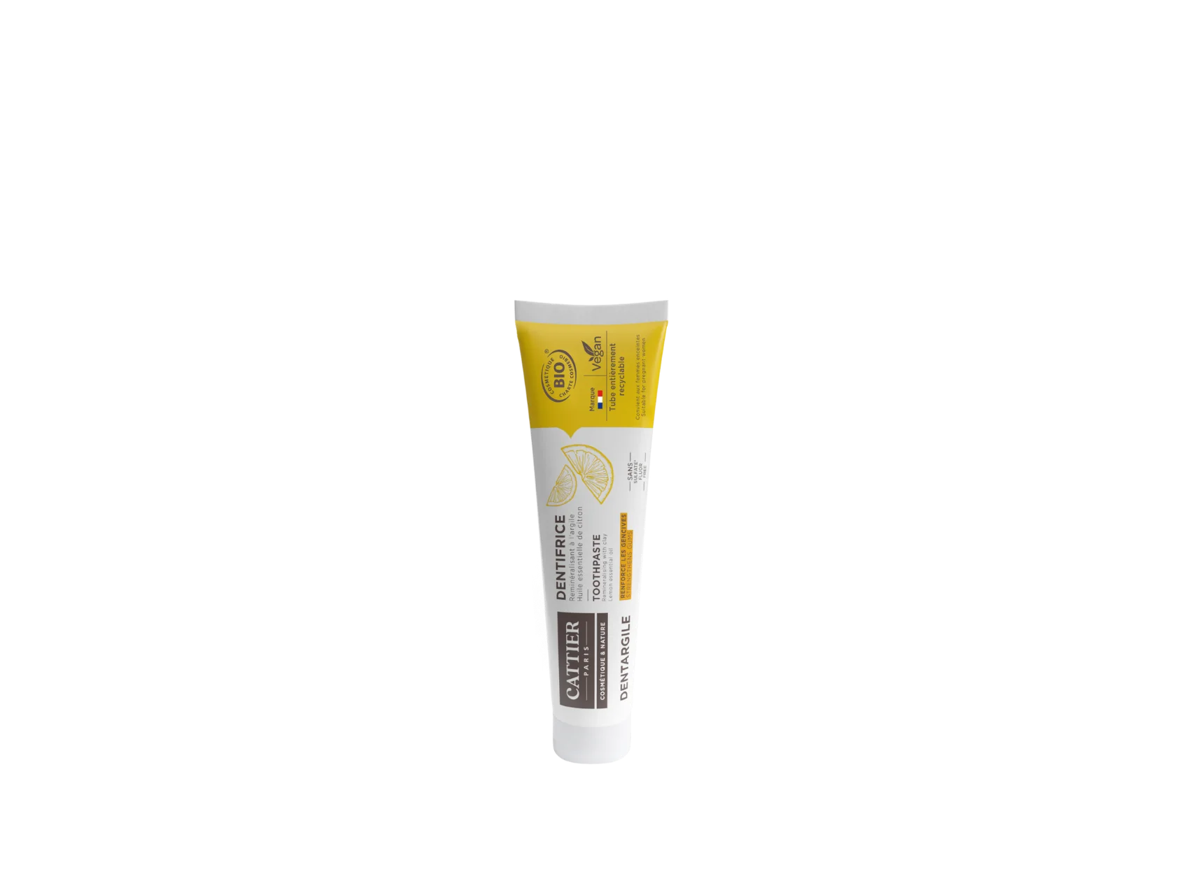 Visuel tube dentifrice dentargile citron Cattier