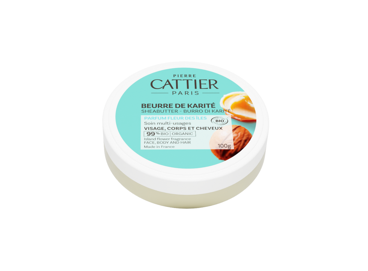Visuel packshot du beurre de karité parfum fleur des îles bio Cattier
