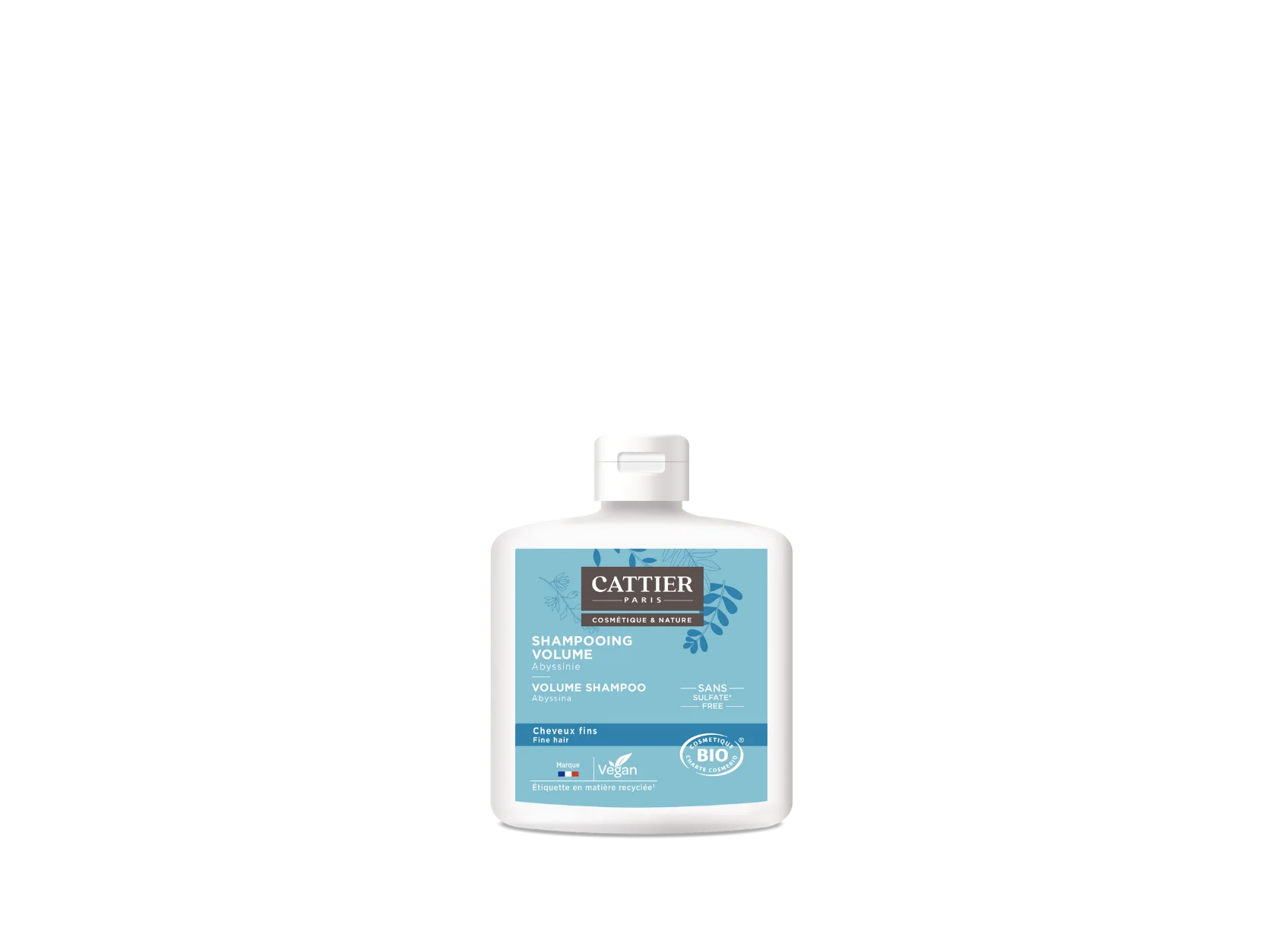 Visuel flacon shampoing volume cheveux fins sans sulfate Cattier