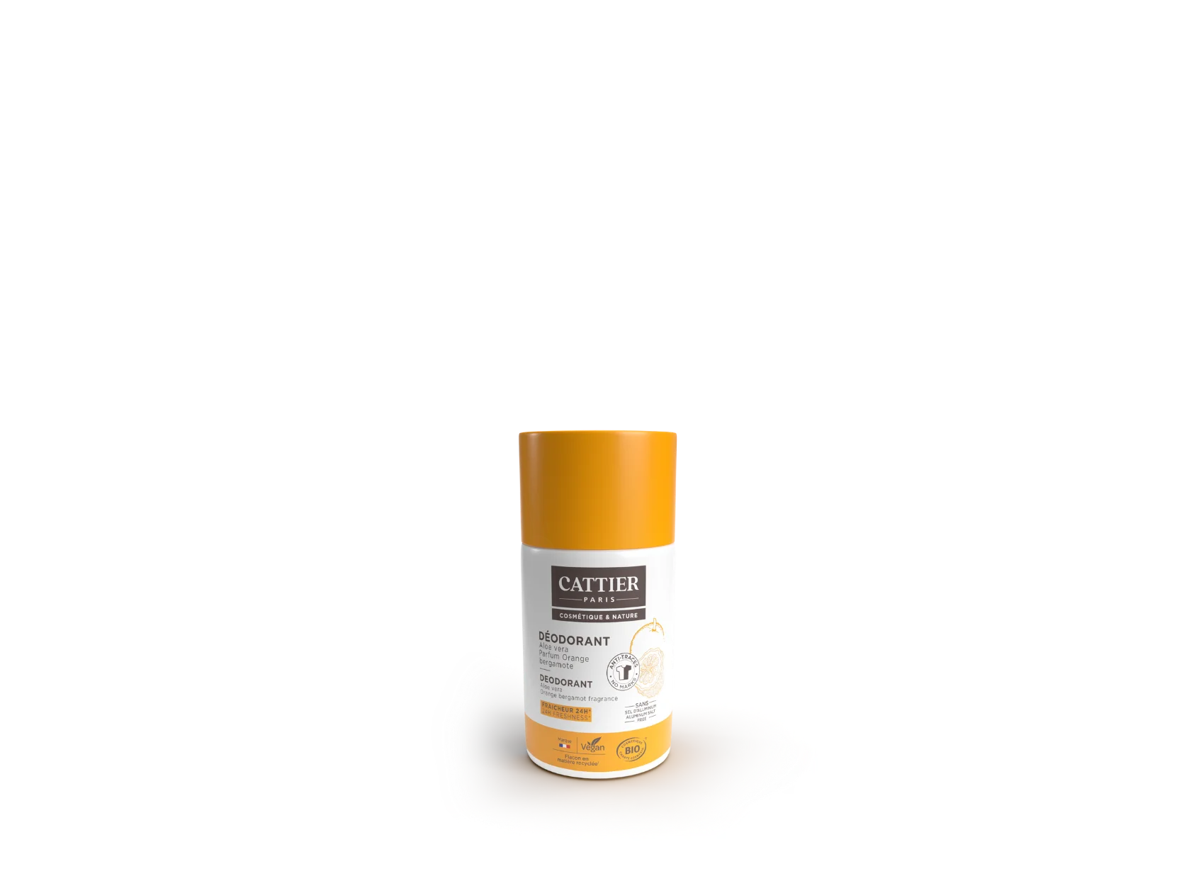 Visuel flacon deodorant orange et bergamote Cattier