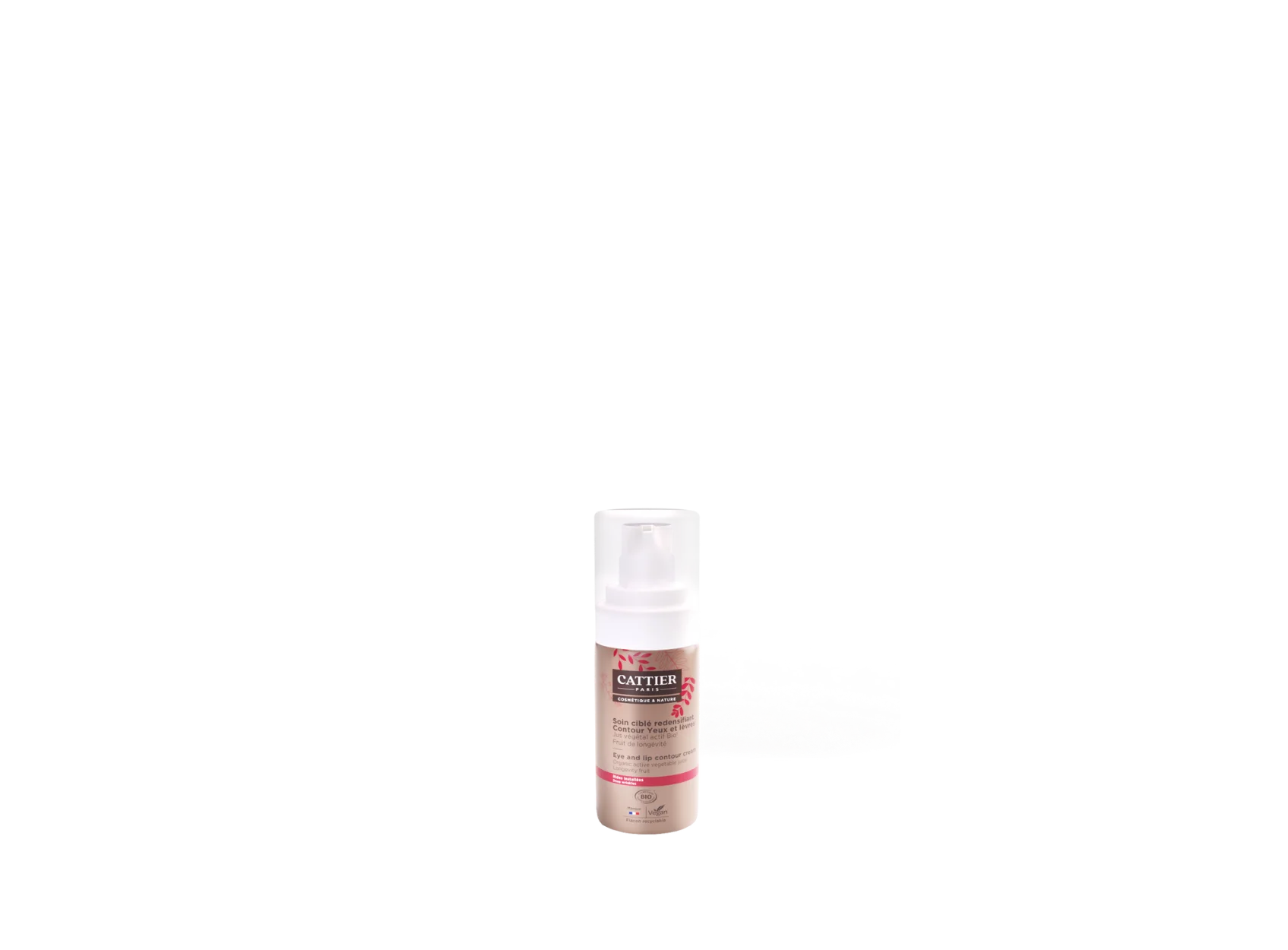 Visuel flacon soin cible redensifiant contour yeux et levres rides installees Cattier