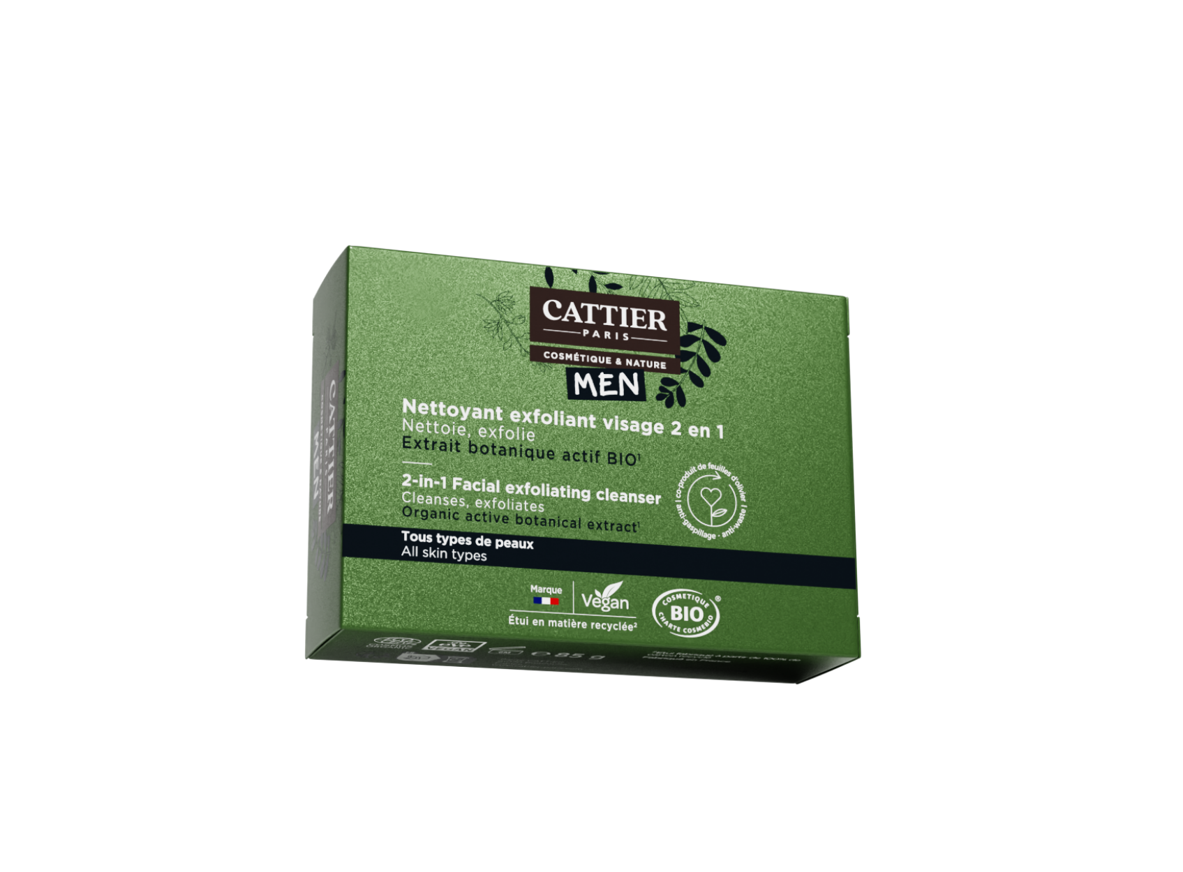 Nettoyant exfoliant visage 2 en 1 solide - Homme
