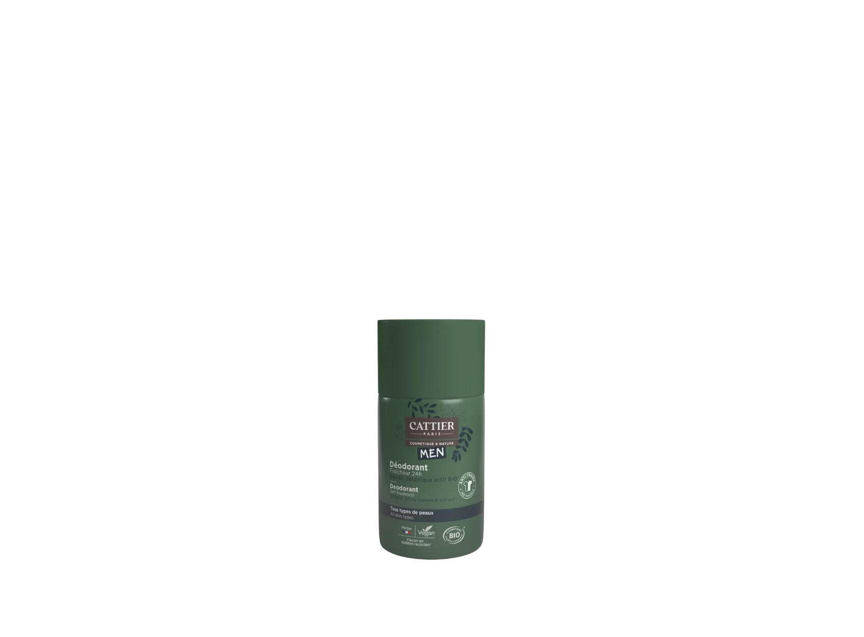 Visuel flacon deodorant fraicheur 24h homme Cattier
