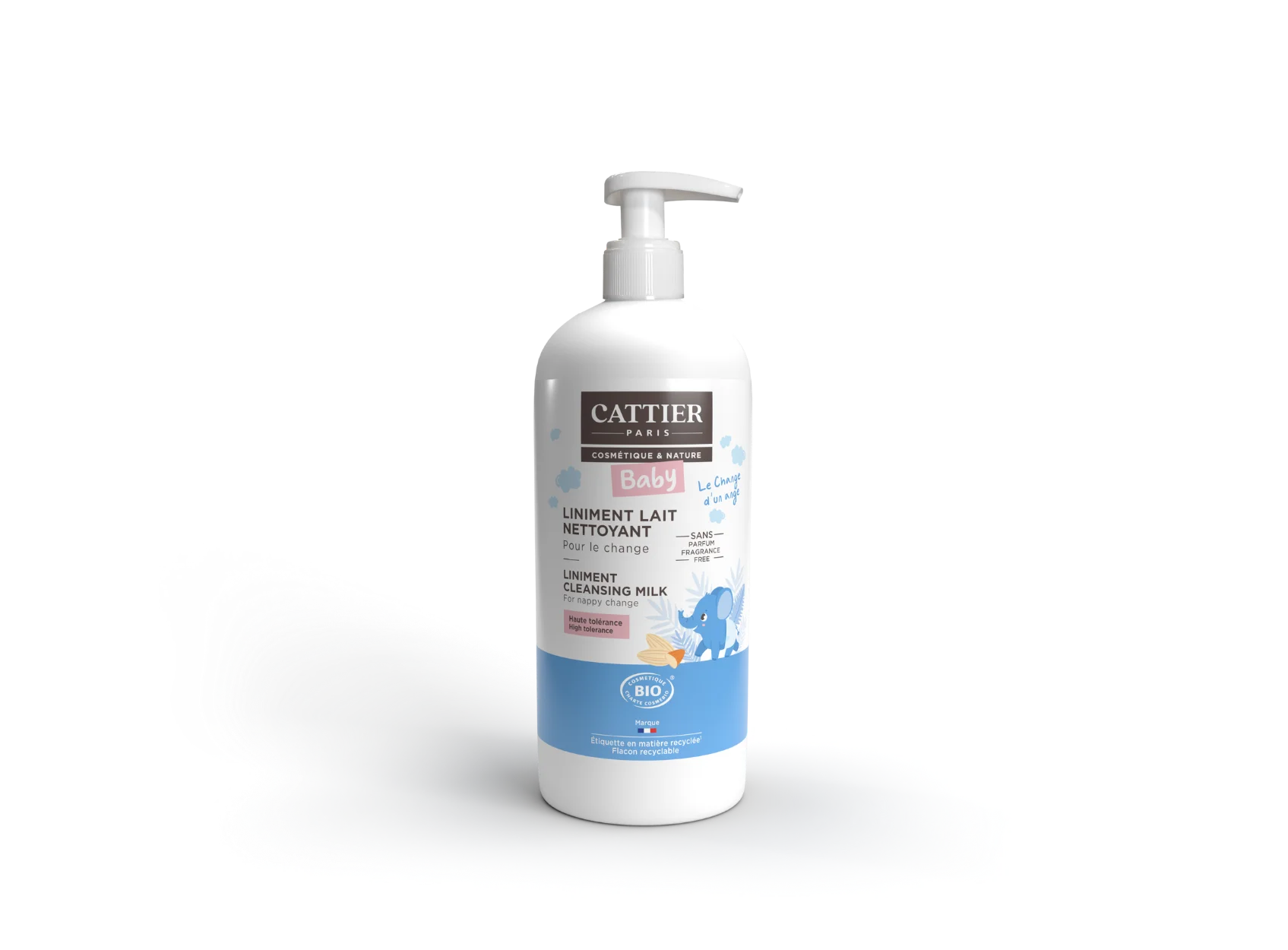 Visuel flacon grand  format liniment lait nettoyant pour le change de bebe Cattier