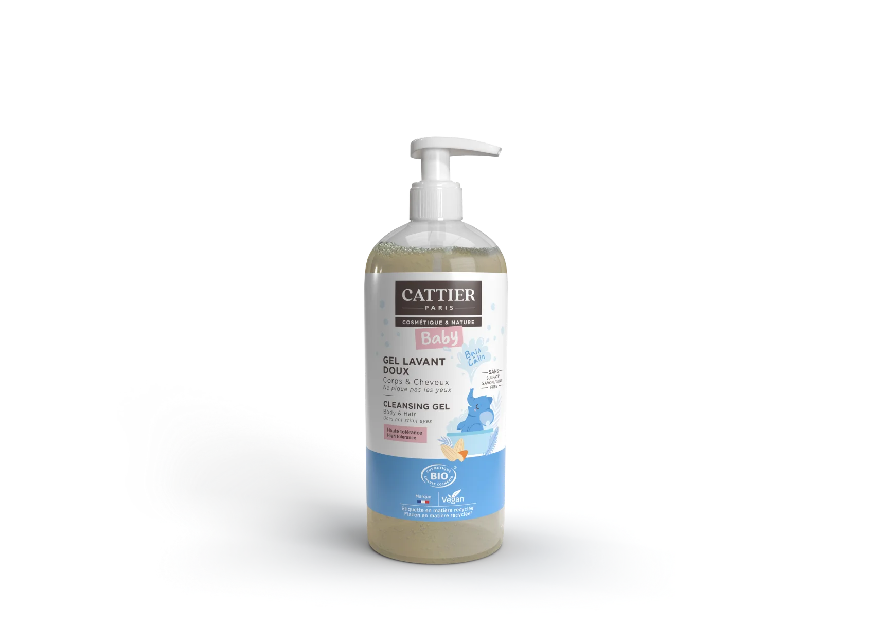 Visuel flacon gel lavant doux corps et cheveux bebe Cattier