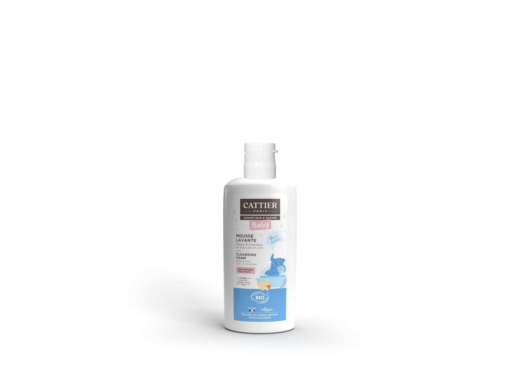 Visuel flacon mousse lavante corps et cheveux bebe Cattier