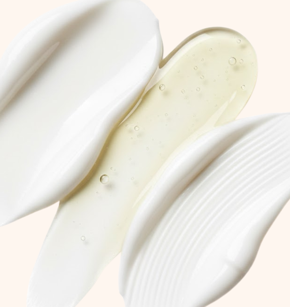 Textures des 3 produits de la routine peaux sensibles